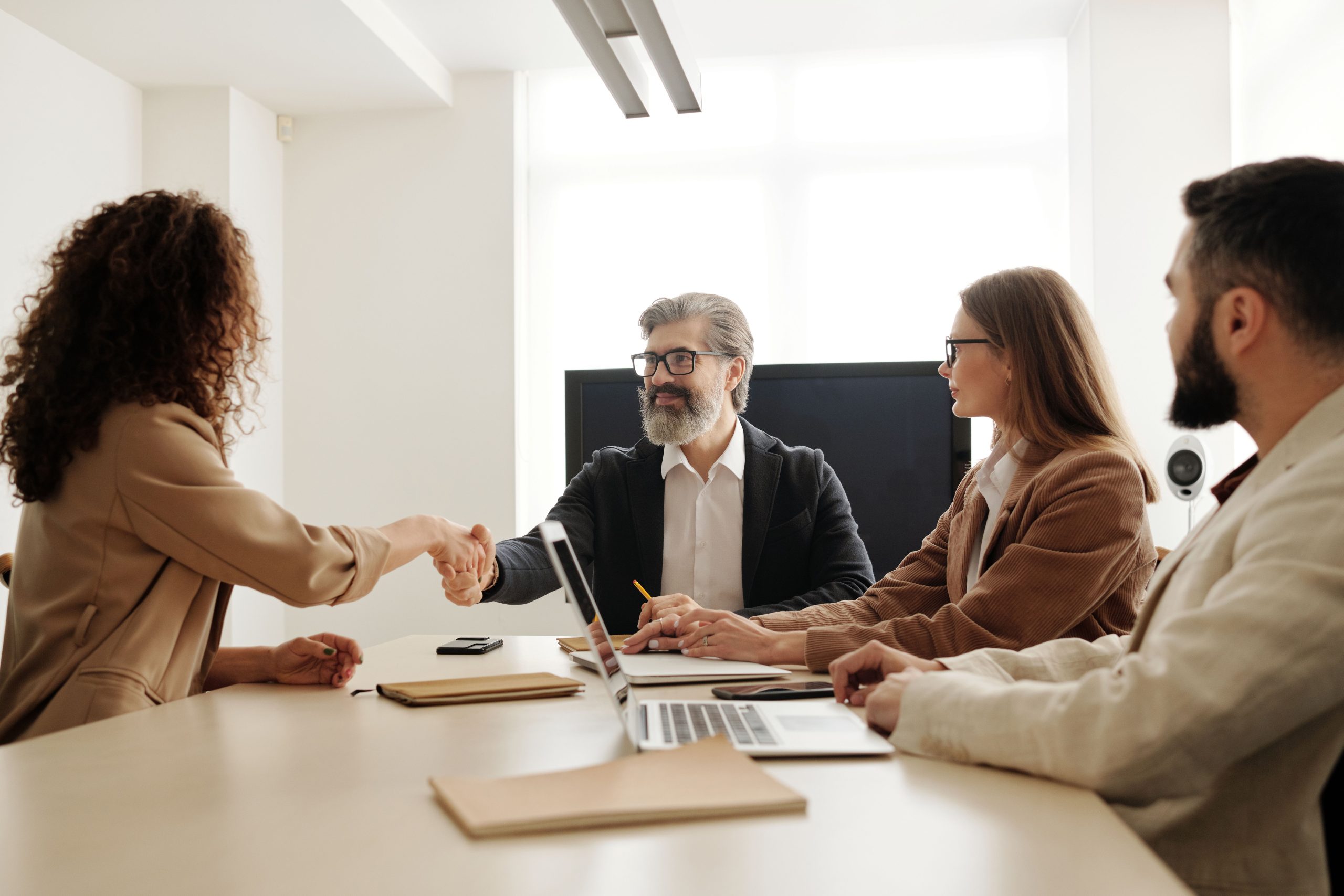 Technology recruitment interview handshake